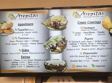 Menu at Arepitas (Harker Heights) restaurant, Harker Heights, 440 E Central Texas Expy Ste 101