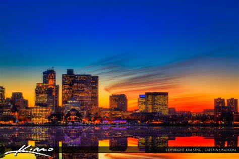 Boston Sunset Reflection Skyline Buildings | HDR Photography by Captain Kimo