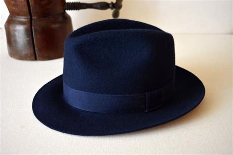 Fedora the NASSOS Navy Blue Wool Felt Fedora Hat for Men Mens Fedora ...