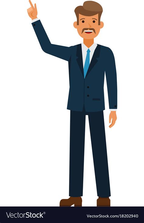 Businessman pointing finger up cartoon flat Vector Image