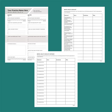 Mental Health Check-in Template Editable / Fillable PDF - Etsy