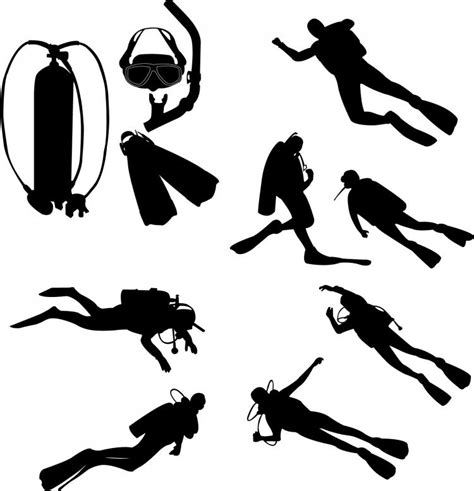 Diver silhouette vector Free Vector / 4Vector