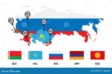 Eurasian Economic Union Territory On World Map Stock Illustration ...