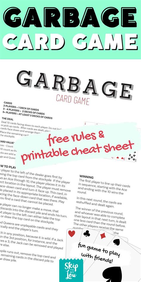 Printable Garbage Card Game Rules