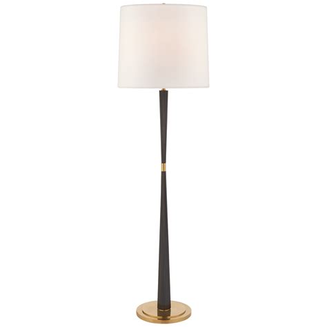 Refined Rib Large Floor Lamp in Ebony and Soft Brass with Linen Shade Industrial Floor Lamps ...
