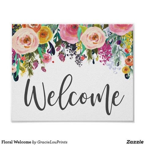 Floral Welcome poster! Add a pop of color to your entryway or living room gallery wall! Pink ...