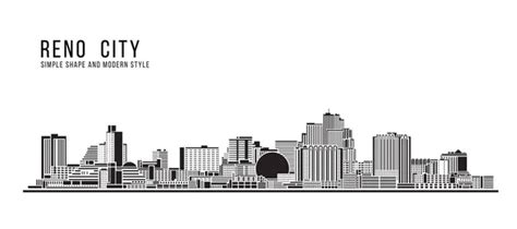 Reno skyline silhouette Imágenes Vectoriales, Gráfico Vectorial de Reno skyline silhouette ...