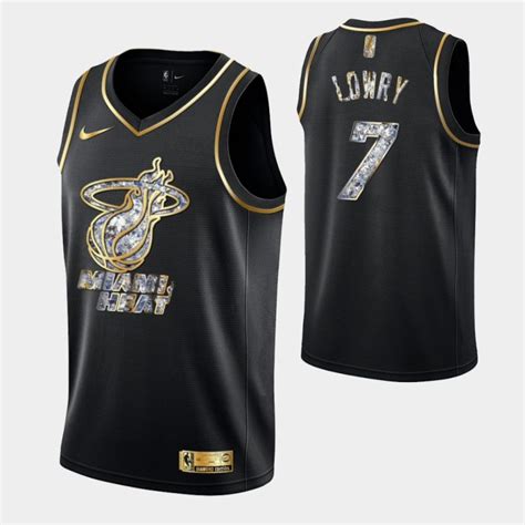 Miami Heat Retro Logo 2022 NBA Playoffs Black Kyle Lowry Retro Logo Jersey Diamond Edition ...