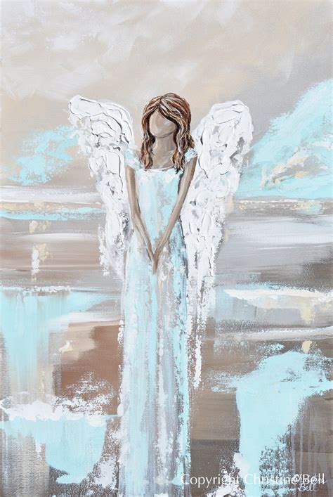 Angel Paintings abstract art guardian angels spiritual wall art decor – Contemporary Art by ...