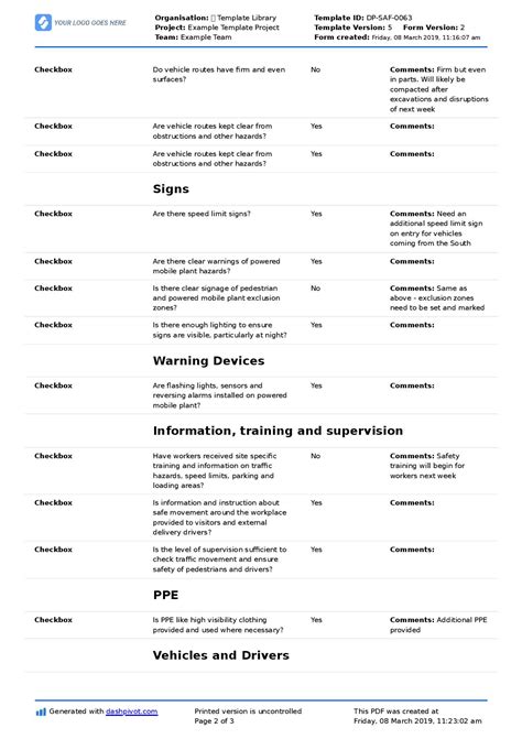 Free Traffic Control Plan Template and Sample