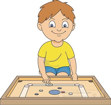 Outdoors and Recreation Clipart-boy playing carrom board clipart