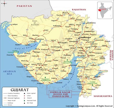 Gujarat Map, Gujarat State Map