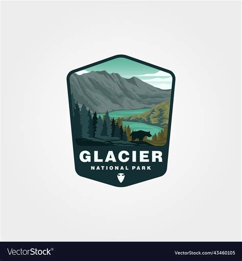 Glacier national park patch logo design Royalty Free Vector