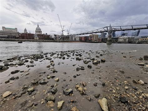 In photos: River Thames at low tide by the South Bank, central London