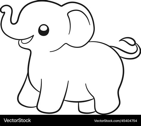 Cute baby elephant cartoon outline easy animal Vector Image