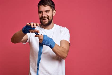 Premium Photo | Male athlete boxer is training in the studio