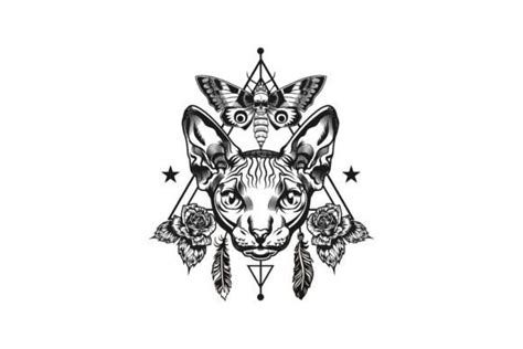 Sphinx Head Tattoo Template. Monochrome Graphic by pch.vector · Creative Fabrica