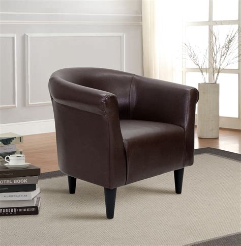 Mainstays Faux Leather Bucket Accent Chair, Brown - Walmart.com