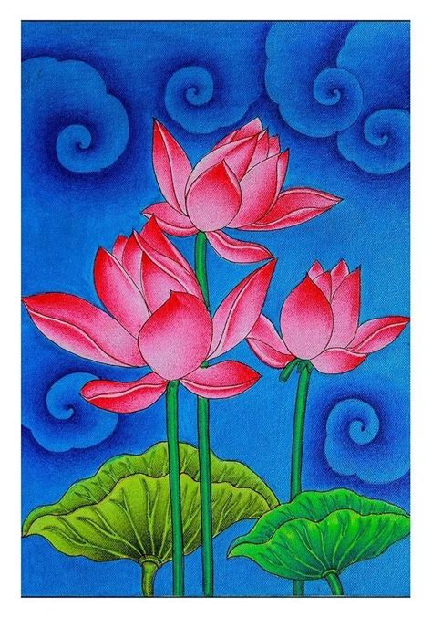 Pin by Pooja Patel on ancient prints | Lotus flower art, Kerala mural ...