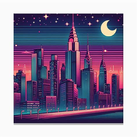 New York City Night Skyline Canvas Print by Confuzz1ed - Fy