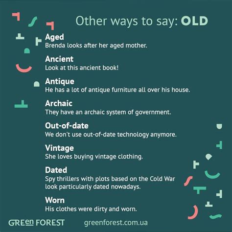 Other ways to say: Old | Interesting english words, English phrases, English idioms