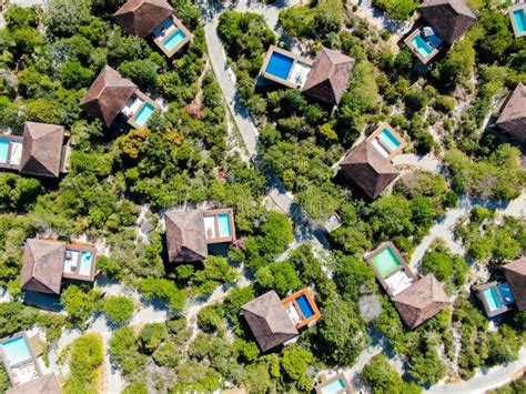 Aerial View of Luxury Villa with Swimming Pool in Tropical Forest. Stock Photo - Image of ...