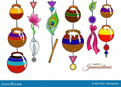 Krishna Janmashtami Digital Art Illustration Card Stock Illustration - Illustration of krishna ...