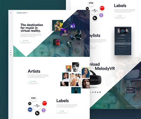 VR music app landing page on Behance