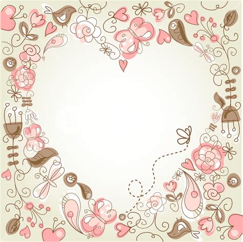 Cute Floral Background With A Heart Frame Royalty-Free Stock Image ...