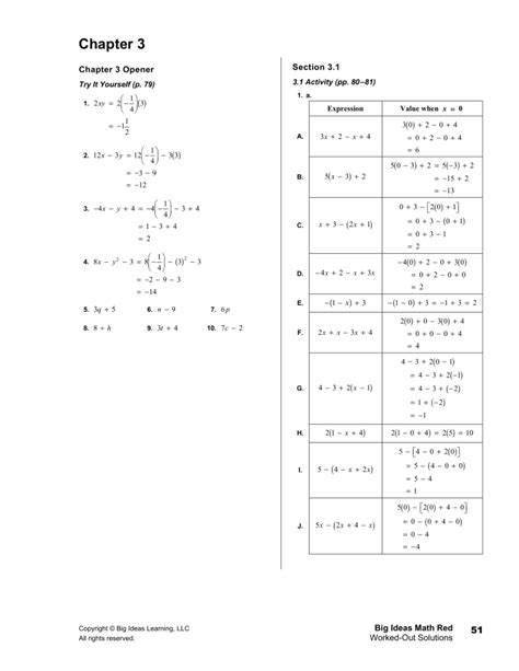 big ideas math red accelerated chapter 3 answers