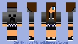 Girl With Black Creeper Hoodie Minecraft Skin