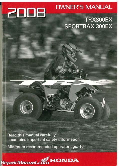 2008 Honda TRX300EX Sportrax ATV Owners Manual