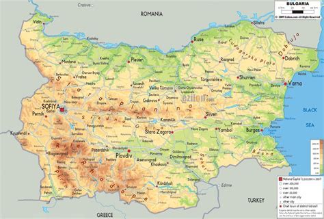 Physical Map of Bulgaria | Physical map, Bulgaria, Tourist map