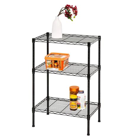 small adjustable 3 shelf storage metal wire shelving unit with leveling ...