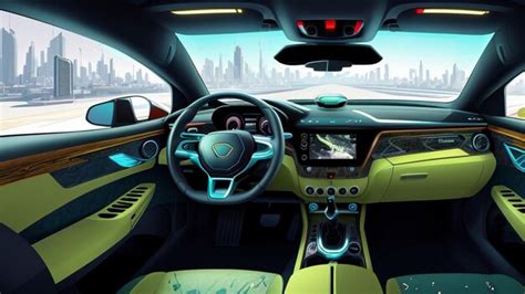 Premium AI Image | Futuristic car interior in a futuristic city