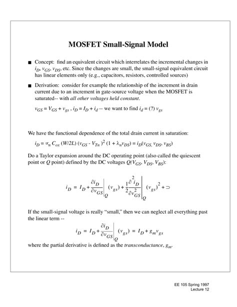 MOSFET Small-Signal Model