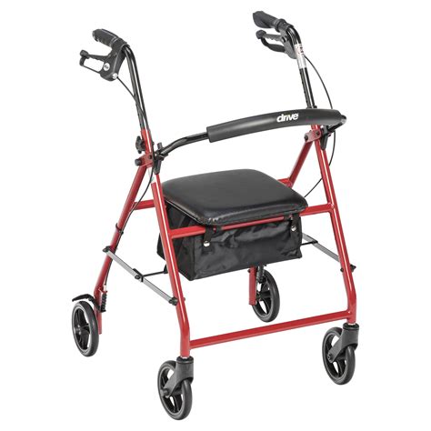 Drive Medical Rollator Rolling Walker with 6" Wheels, Red - Walmart.com