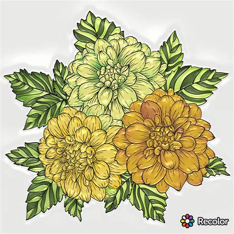 Recolor-001-10 | Digital flowers, Botanical flowers, Gulab flower