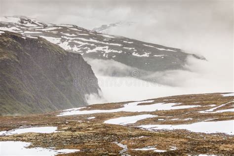 Snowy mountains in Norway stock image. Image of trail - 151526439