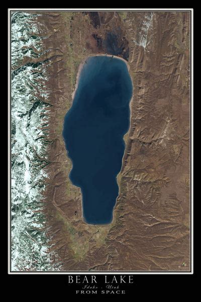 Bear Lake Idaho - Utah From Space Satellite Art Poster Free Shipping ...