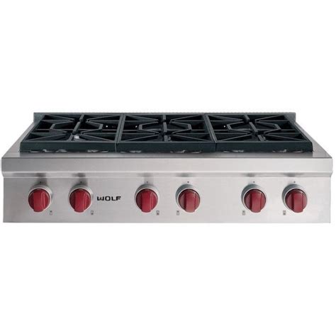 Wolf SRT366 36 in. Gas Rangetop with 6 Sealed Burners, Sabbath Mode ...