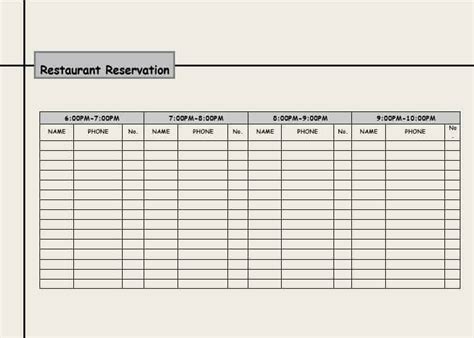 3 Restaurant Reservation Log Templates - Word Excel Formats throughout ...