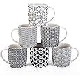 Amazon.com: MACHUMA Set of 6 11.5 oz Coffee Mugs with Black and White Geometric Patterns ...