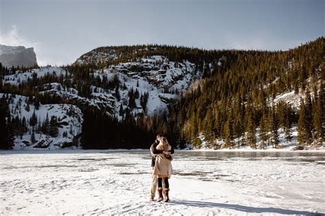 Cozy winter engagement session at Bear Lake in Rocky Mountain NP ...