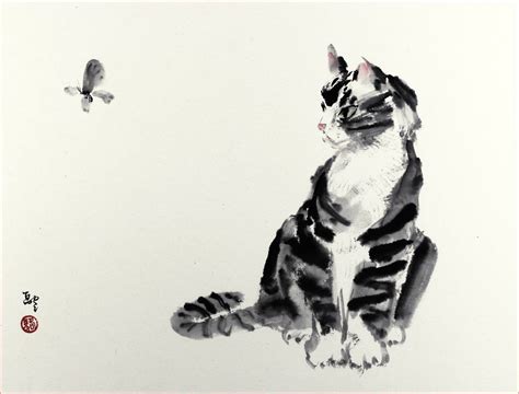 Resultado de imagem para sumie cat | Sumi e painting, Asian cat, Cat ...