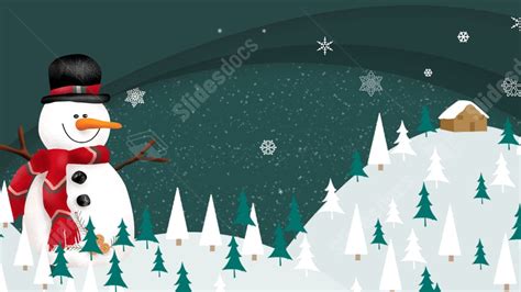 Green Merry Christmas Decoration Eve Snowman Powerpoint Background For ...