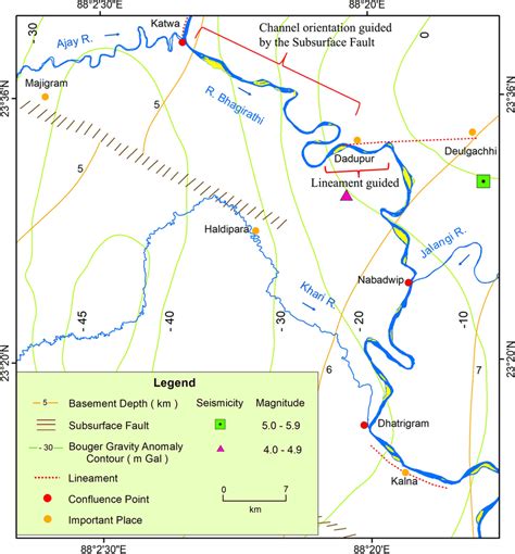 Seismotectonic map of the Bhagirathi–Hooghly system (Based on... | Download Scientific Diagram