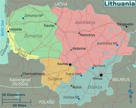 Large regions map of Lithuania | Lithuania | Europe | Mapsland | Maps ...