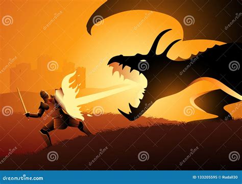 Knight Fighting Dragon Stock Illustrations – 181 Knight Fighting Dragon Stock Illustrations ...