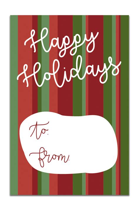 Happy Holidays Tag Printable